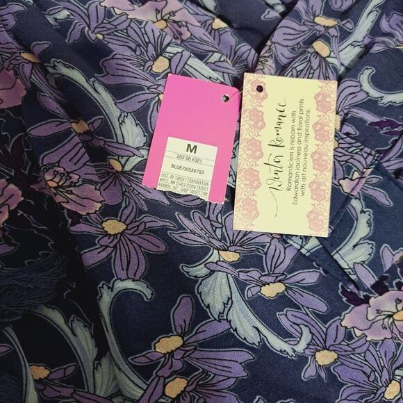 Xhilaration Women's Floral Long Sleeve Front Tie Tassel Boho Midi Dress Medium - Picture 7 of 8